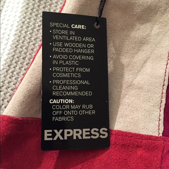 Vintage EXPRESS Suede pink color block mini skirt - Picture 3 of 9